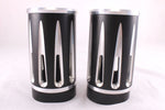 Talon Billets - Black Plated Retro Fork Tube Boot Slider Covers for Harley 86-13 FLH/T
