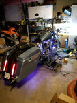 Talon Billets - FD1 GC+ LN1 4" Stretched Rear FENDER COVER LED LIGHT 4 Harley Touring 97-08 NO CUT OUT